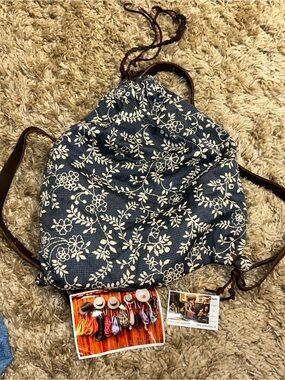 Original Ausseer Waidsack Backpack Rucksack Eder Geschenke Austria - Blue Floral